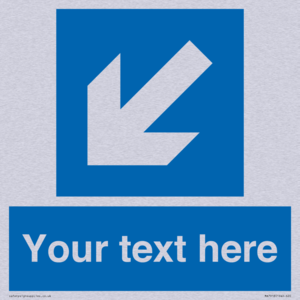 Custom Directional signage blue down left arrow 